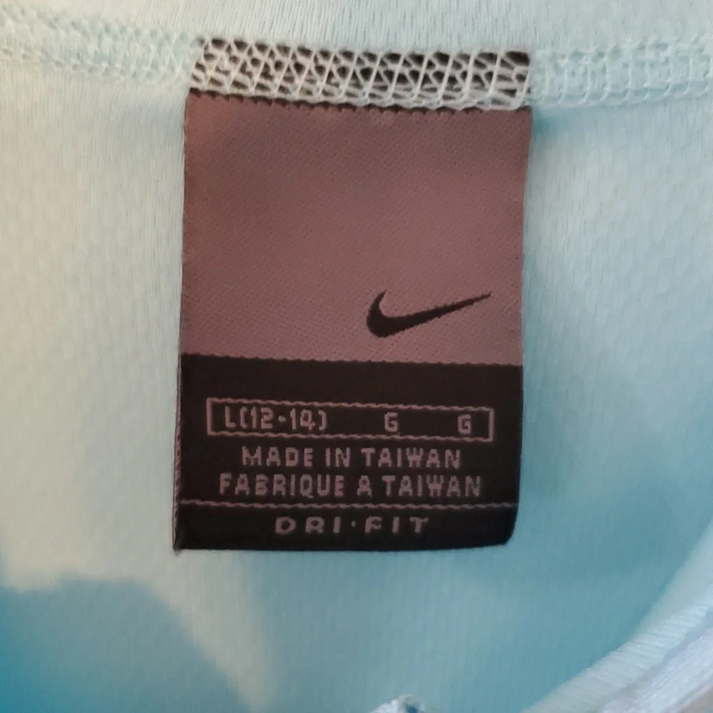 Nike Women's Aqua and White Full Zip Dri-Fit Hooded Jacket Size‎ Large 12-14